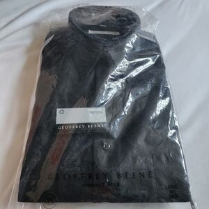 NWT - Geoffrey Beene Black Wrinkle Free Sateen Shirt - Size Large